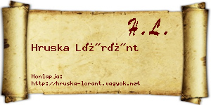 Hruska Lóránt névjegykártya